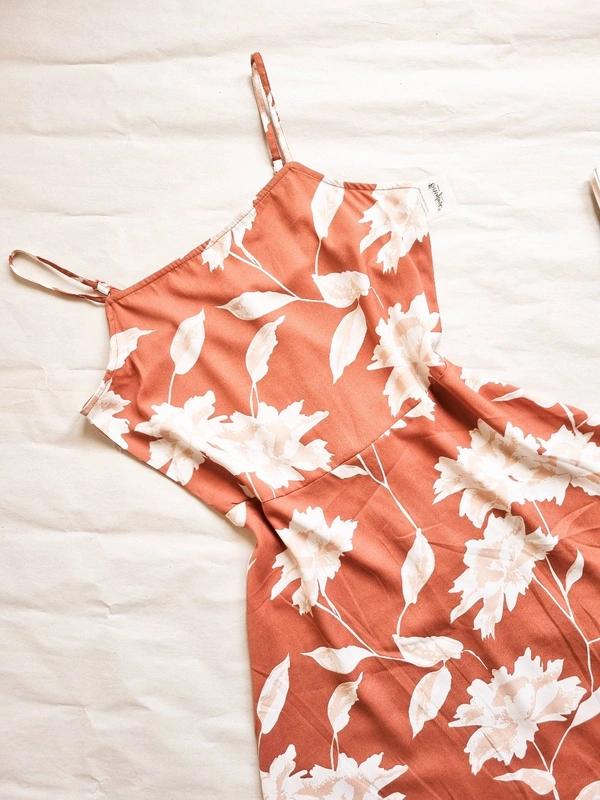 Berrylush  Floral Print Dress - Peach Pink, S