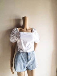 Plus S Peplum Top - White, L