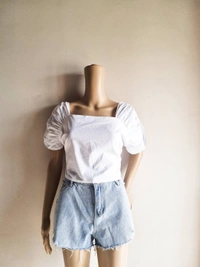 Plus S Peplum Top - White, L