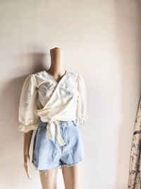Moda Rapido  Wrap Top - L, Off White