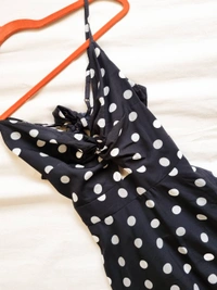 Berrylush  Polka Dot Dress - Black, S