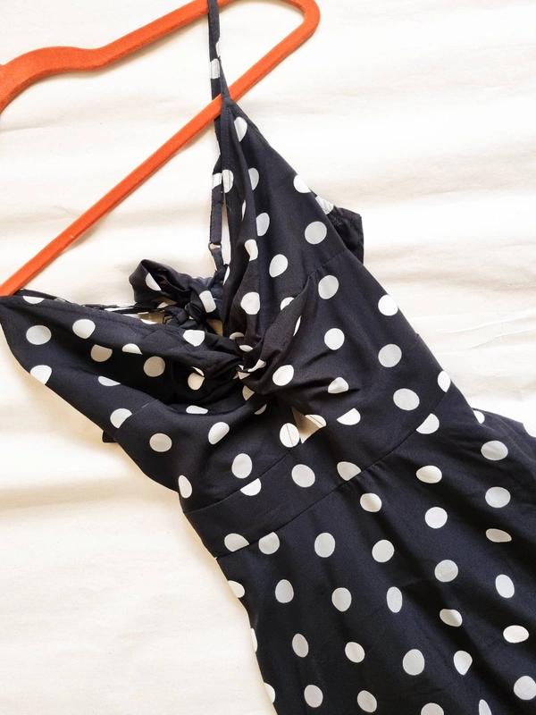 Berrylush  Polka Dot Dress - Black, S