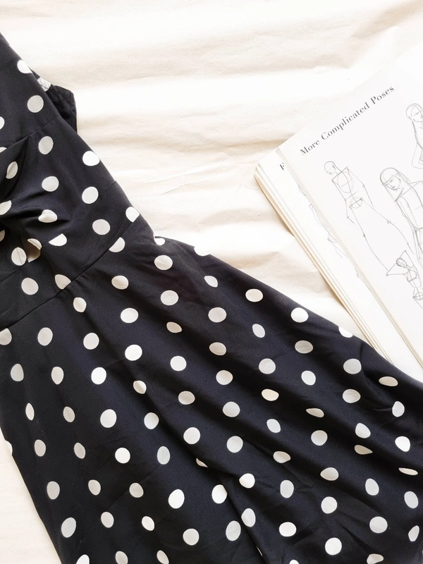 Berrylush  Polka Dot Dress - Black, S