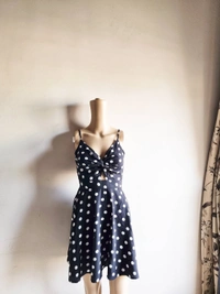 Berrylush  Polka Dot Dress - Black, S