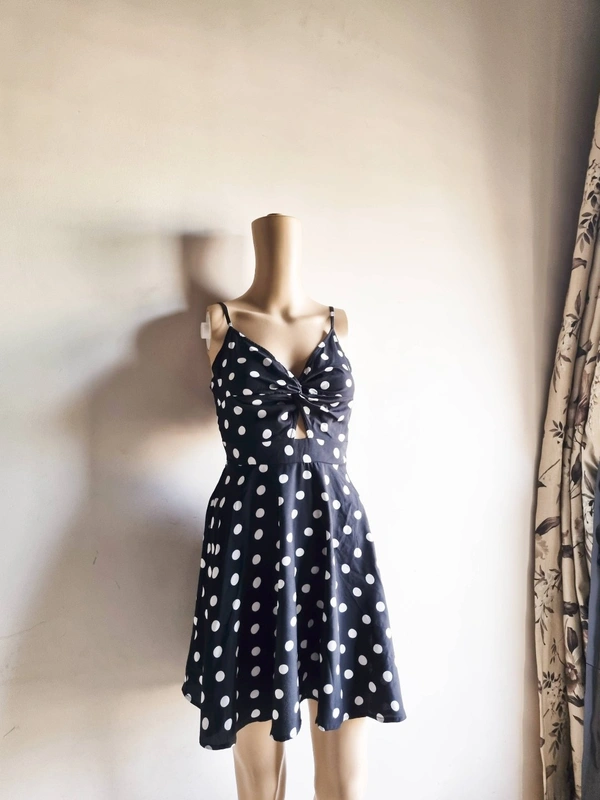Berrylush  Polka Dot Dress - Black, S