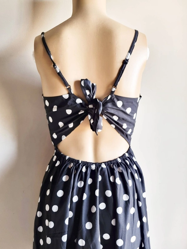 Berrylush  Polka Dot Dress - Black, S