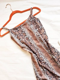 Snake Print Dress - Brown, S