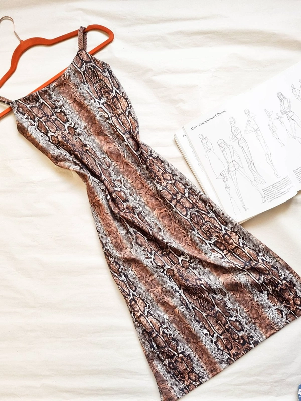 Snake Print Dress - Brown, S