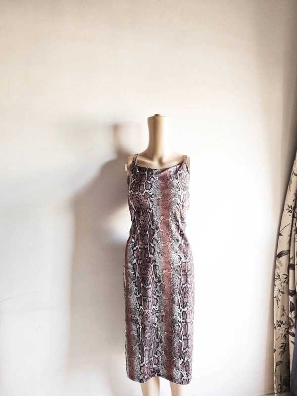 Snake Print Dress - Brown, S