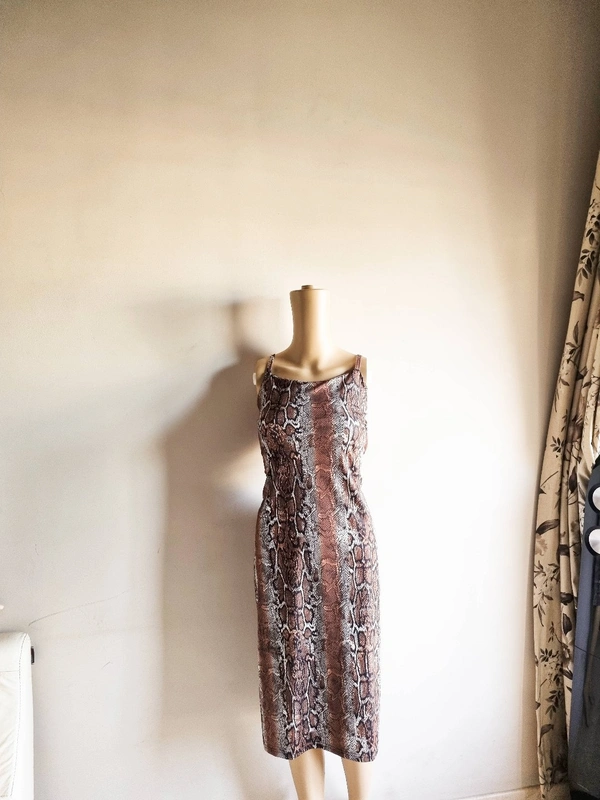 Snake Print Dress - Brown, S
