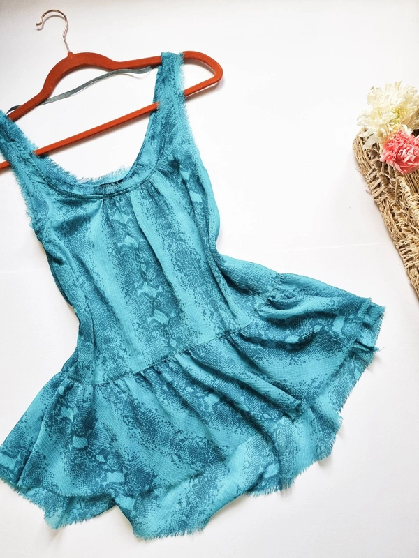 Snake Print Top - Aqua, S