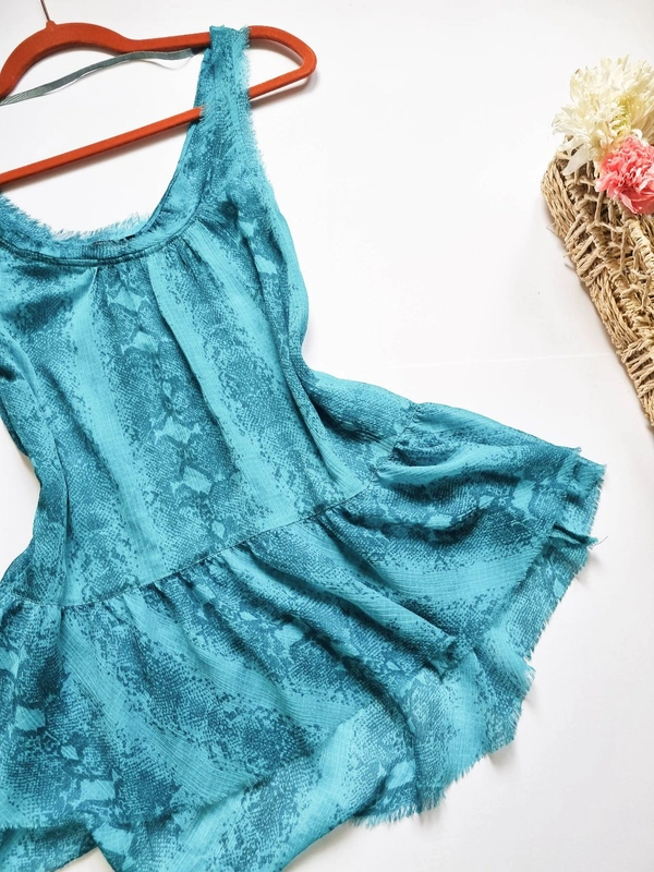 Snake Print Top - Aqua, S