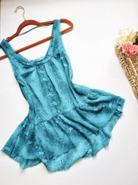 Snake Print Top - Aqua, S