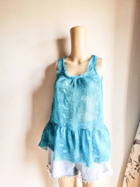 Snake Print Top - Aqua, S