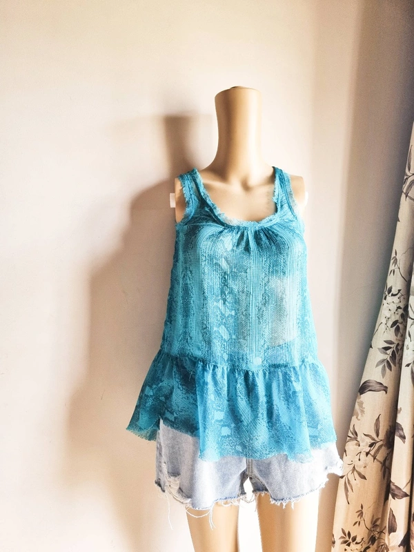 Snake Print Top - Aqua, S