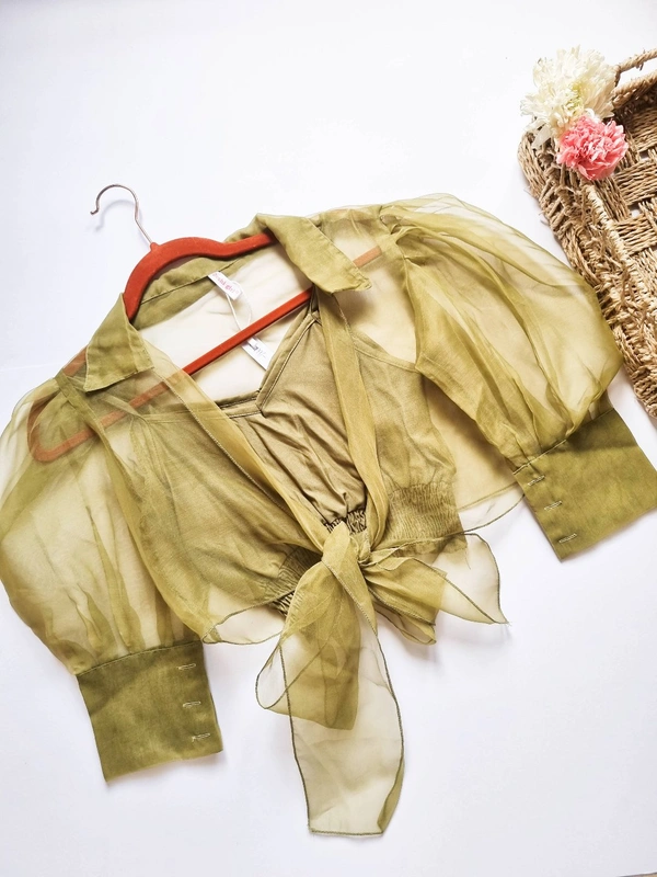 Organza Top - Green, S