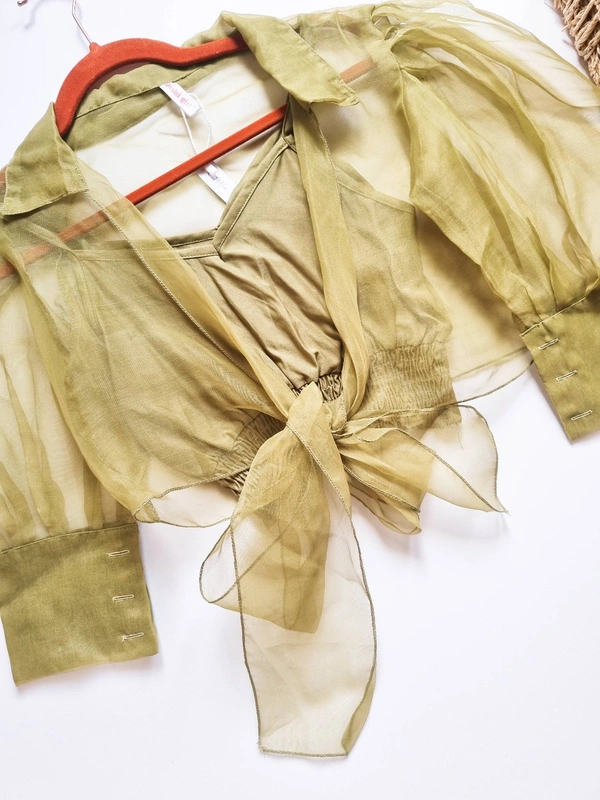 Organza Top - Green, S