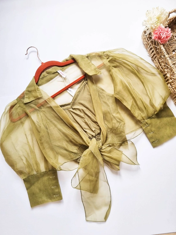 Organza Top - Green, S