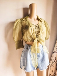 Organza Top - Green, S