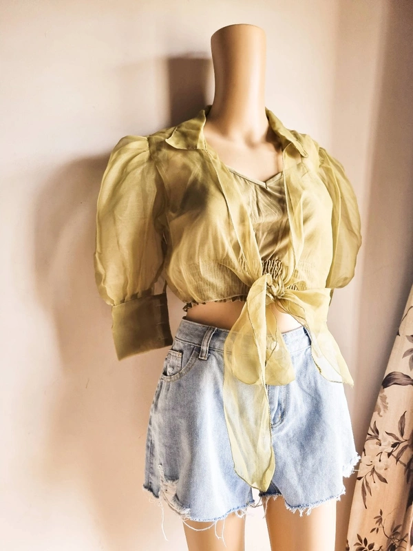 Organza Top - Green, S