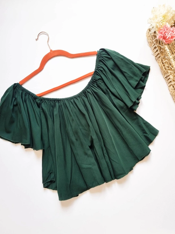 Off Shoulder Top - Green, M