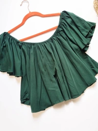 Off Shoulder Top - Green, M
