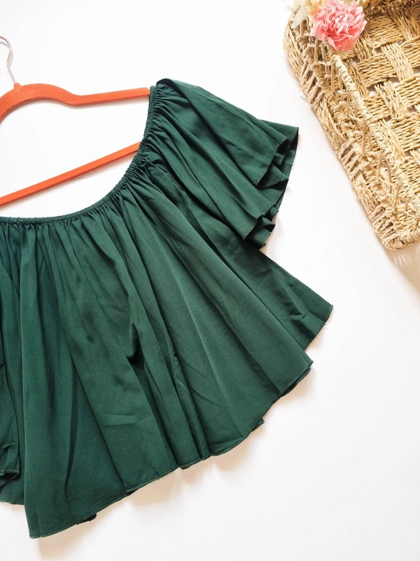 Off Shoulder Top - Green, M