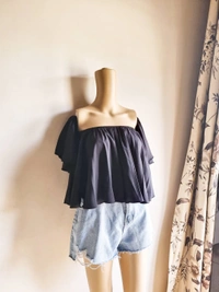 Off Shoulder Top - Black, M