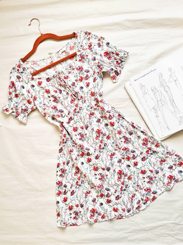 Floral Dress - White, S