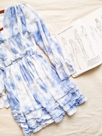 Smocked Dress - S, Blue