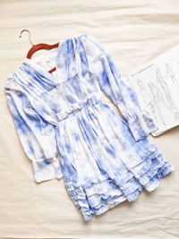 Smocked Dress - S, Blue