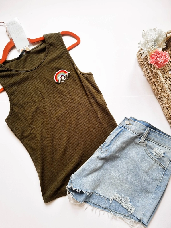 Ribbed top - Olive, S