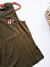 Ribbed top - Olive, S