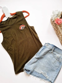 Ribbed top - Olive, S