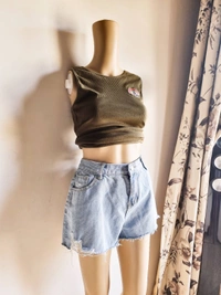 Ribbed top - Olive, S