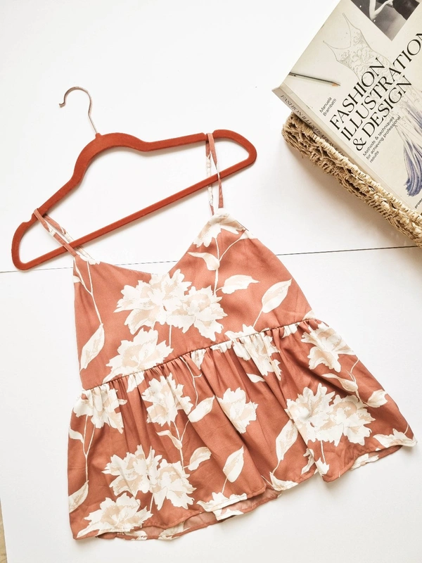 Floral top  - Peach, XL