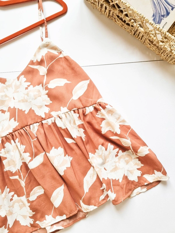 Floral top  - Peach, XL