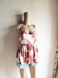 Floral top  - Peach, XL