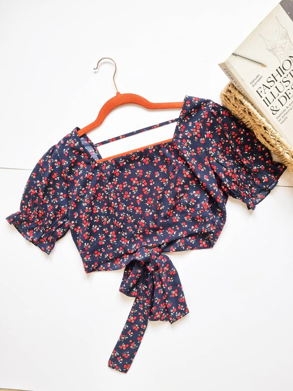 Floral top - Navy Blue, M