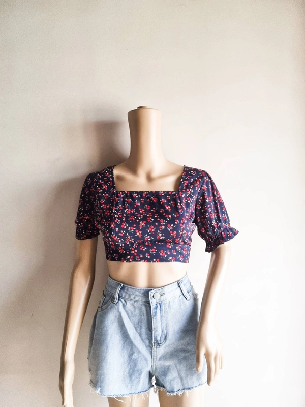 Floral top - Navy Blue, M