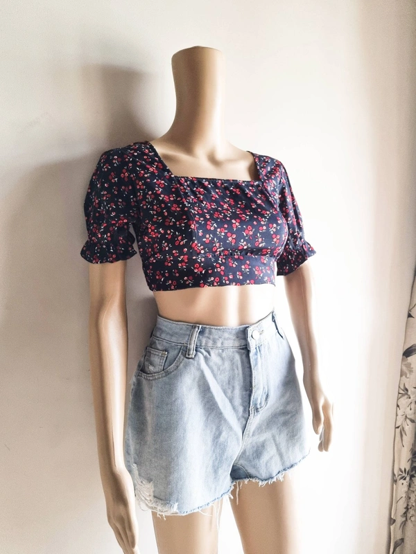 Floral top - Navy Blue, M