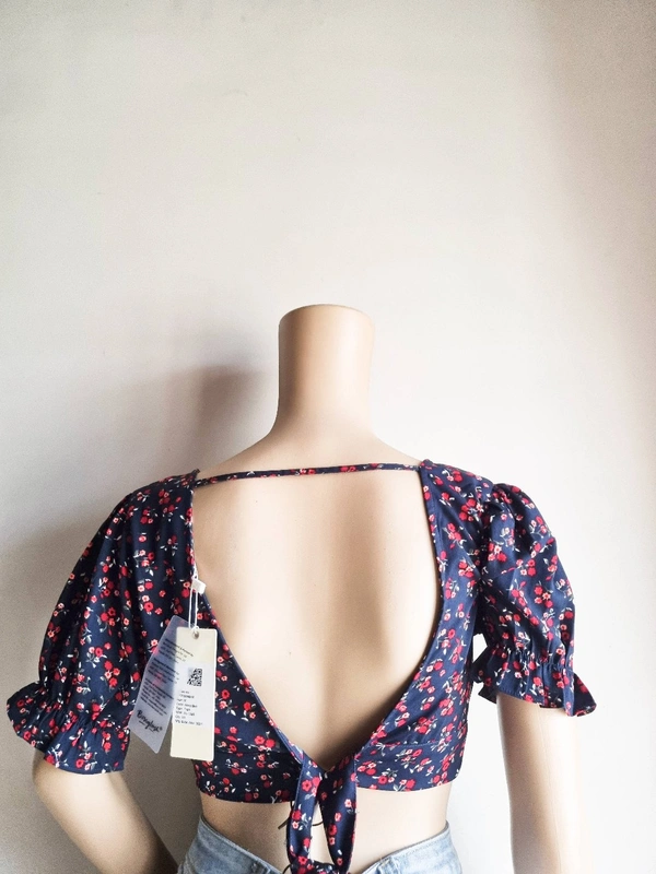 Floral top - Navy Blue, M