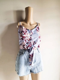 Floral top - Indigo, XL