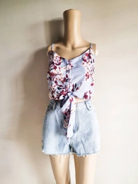 Floral top - Indigo, XL