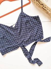 Polka dot top - Navy blue, XL