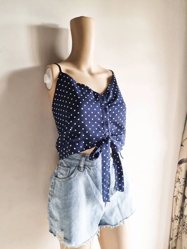 Polka dot top - Navy blue, XL