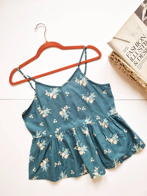 Floral top - Teal, L