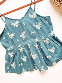 Floral top - Teal, L