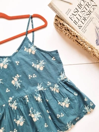 Floral top - Teal, L