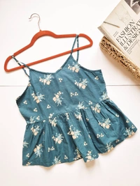 Floral top - Teal, L